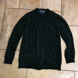 Dark green chenille sweater cardigan